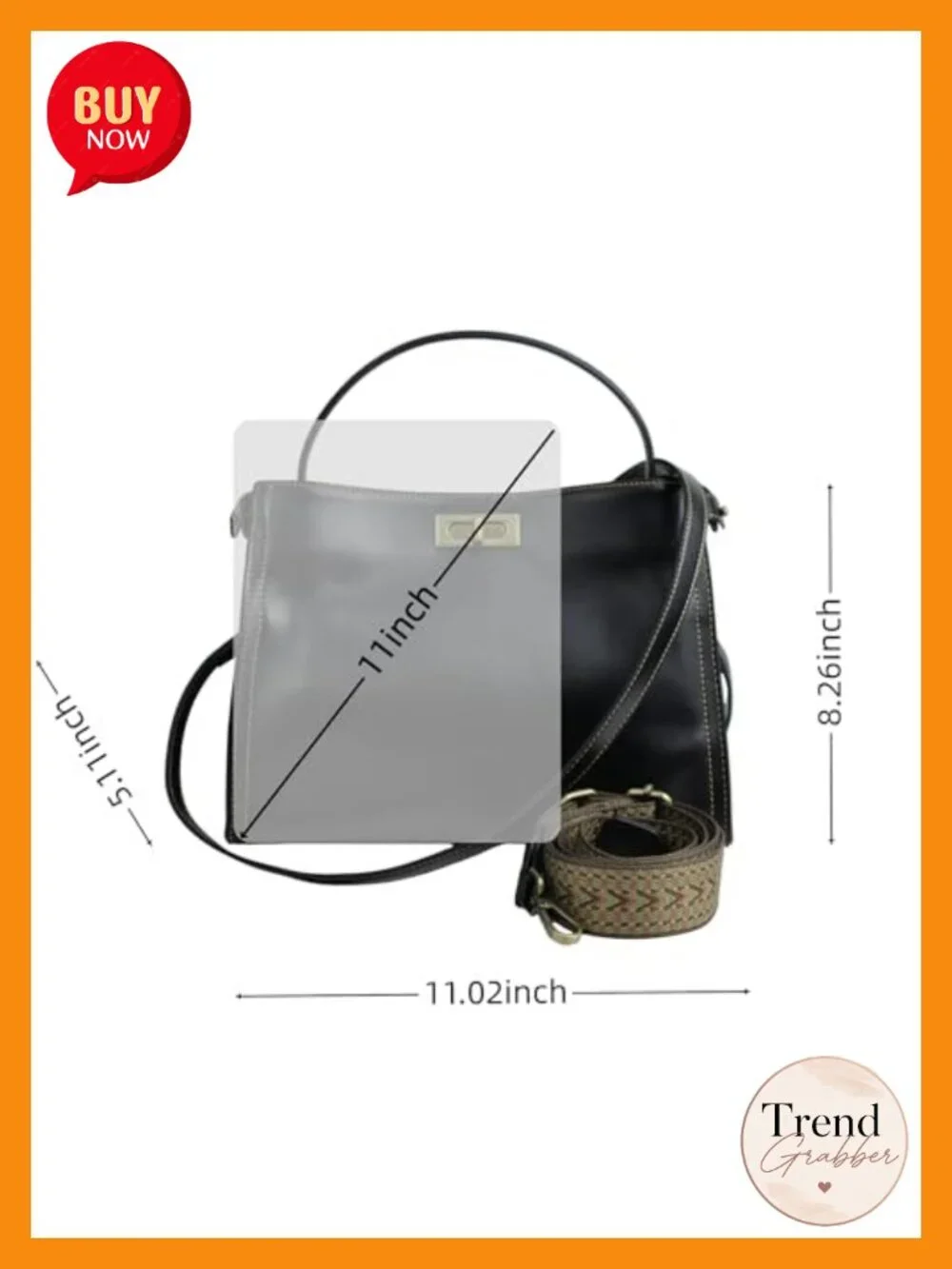 Genuine Leather Purse Women's Convertible 3-Way Crossbody Bag with Metal Feet